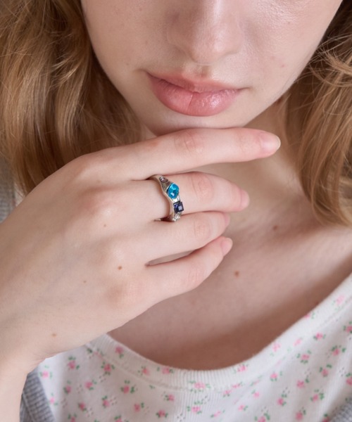 Birthday room(バースデイルーム)の「カラービジューリング/Colored Jewel Ring(リング・レディース・ブルー/パープル/イエロー・FREE)」の2枚目の写真