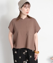 〈接触冷感 ICE TEE〉バックギャザーショートスリーブパーカー