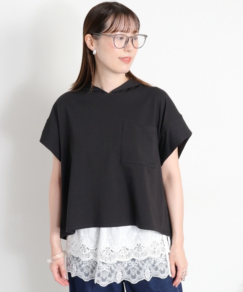 cepo(セポ)の「〈接触冷感 ICE TEE〉バックギャザーショートスリーブパーカー(Tシャツ/カットソー・レディース・オフホワイト/ブラウン/ブラック・M)」の3枚目の写真