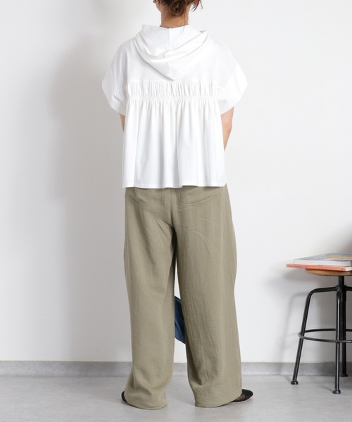 cepo(セポ)の「〈接触冷感 ICE TEE〉バックギャザーショートスリーブパーカー(Tシャツ/カットソー・レディース・オフホワイト/ブラウン/ブラック・M)」の13枚目の写真