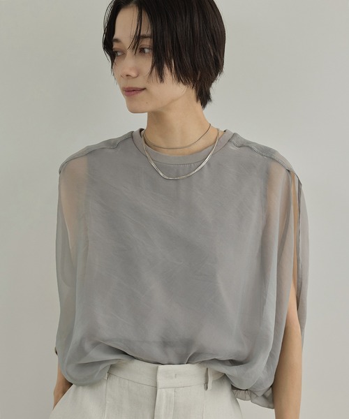 SALON adam et rope'（サロン アダム エ ロペ）の「【WEB限定】シアーオーガンジーバルーンプルオーバー（その他トップス・レディース・ベージュ系その他/ライトグレー・FREE）」の19枚目の写真