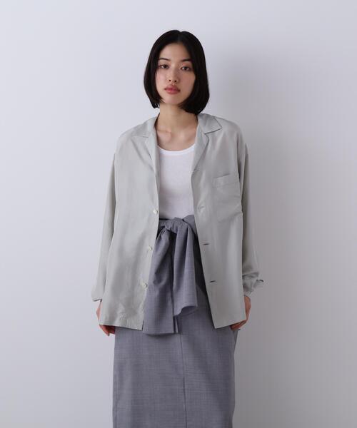 YLEVE(イレーヴ)の「YLEVE / SILK HABUTAE PAJAMA SHIRT(シャツ/ブラウス・レディース・ブラック/ブルー・0/1)」の2枚目の写真