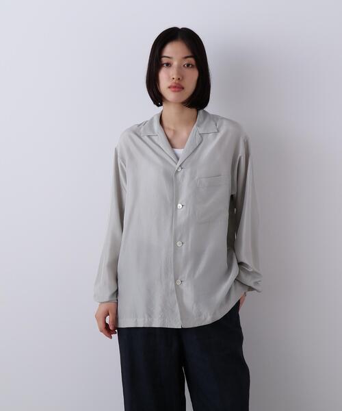 YLEVE(イレーヴ)の「YLEVE / SILK HABUTAE PAJAMA SHIRT(シャツ/ブラウス・レディース・ブラック/ブルー・0/1)」の13枚目の写真