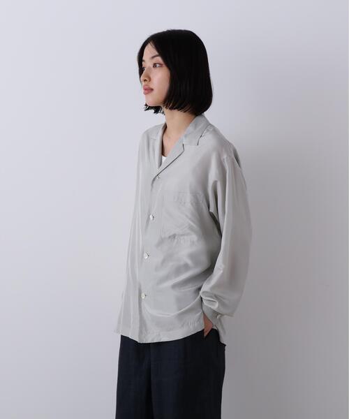 YLEVE(イレーヴ)の「YLEVE / SILK HABUTAE PAJAMA SHIRT(シャツ/ブラウス・レディース・ブラック/ブルー・0/1)」の14枚目の写真