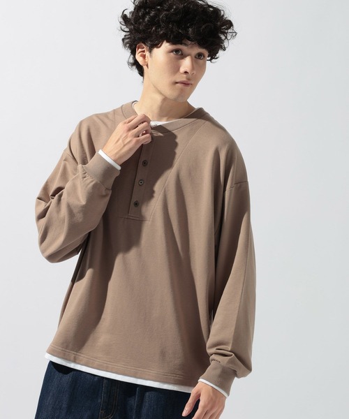 niko and...（ニコアンド）の「重ねヘンリーレイヤープルオーバー（Tシャツ/カットソー・メンズ・ブラウン/チャコール/ベージュ・MEDIUM/LARGE）」の10枚目の写真