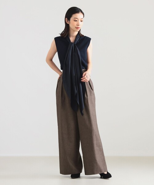 Demi-Luxe BEAMS(デミルクス ビームス)の「AK+1 / コットン リボン ノースリーブ カットソー(Tシャツ/カットソー・レディース・ネイビー/ホワイト・ONE SIZE)」の10枚目の写真