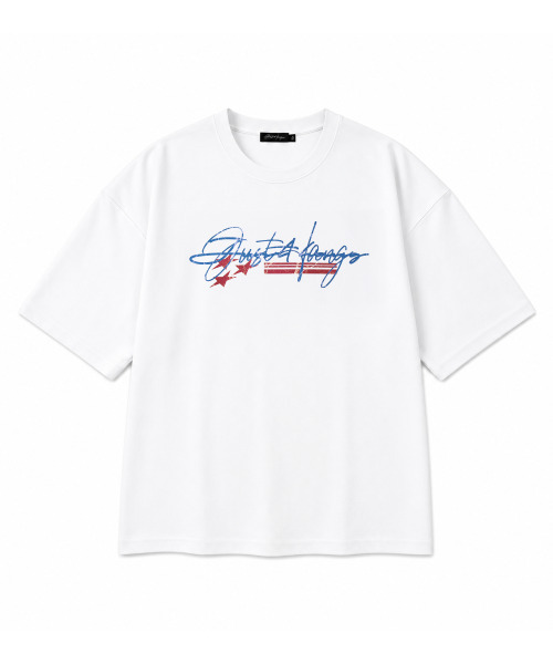 JUSTHANG（ジャストハング）の「プレミアムホワイトスターストライプビッグロゴオーバーサイズ半袖Tシャツ（Tシャツ/カットソー・メンズ・その他・XXXX-LARGE/XXX-LARGE/X-LARGE/LARGE）」の2枚目の写真