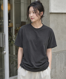 ガーメントダイピグメント半袖Tシャツスモークチャコール