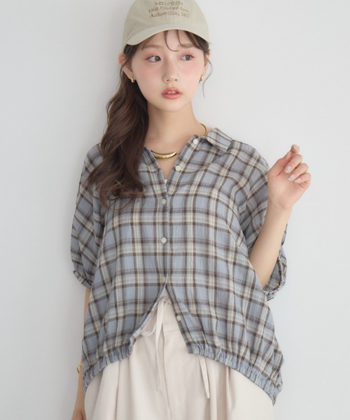 RETRO GIRL(レトロガール)の「アソートシアーコクーンシャツ(シャツ/ブラウス・レディース・ブラック/ナチュラル/ブルー系その他2・FREE)」の3枚目の写真
