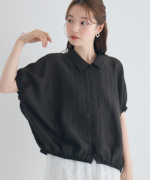 RETRO GIRL(レトロガール)の「アソートシアーコクーンシャツ(シャツ/ブラウス・レディース・ブラック/ナチュラル/ブルー系その他2・FREE)」の2枚目の写真