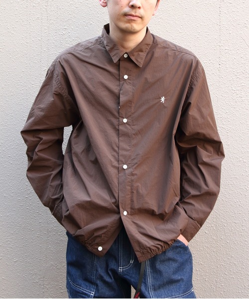 GYMPHLEX（ジムフレックス）の「Gymphlex/ジムフレックス　ナイロンタスランロングスリーブシャツ　NYLON TASLAN LONGSLEEVE SHIRT　GY-B0504 SYM（シャツ/ブラウス・メンズ・ブラウン/ネイビー・M/L）」の2枚目の写真