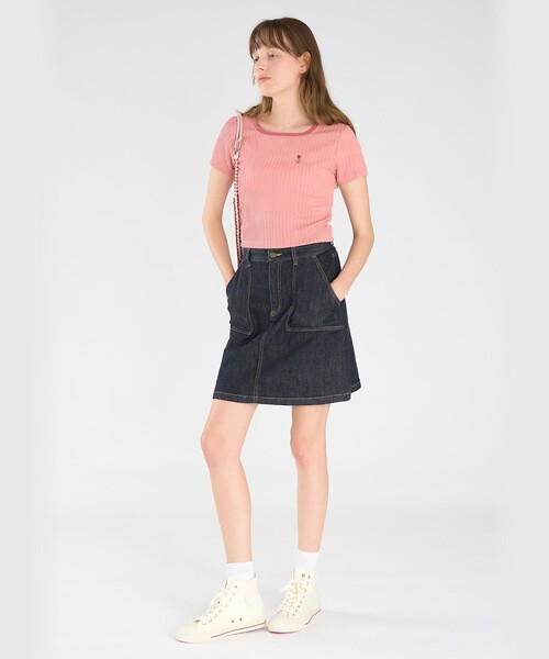 To b. by agnes b.(トゥービーバイアニエスベー)の「ハート ロゴ コンパクト Tシャツ(Tシャツ/カットソー・レディース・ピンク・40/38)」の8枚目の写真