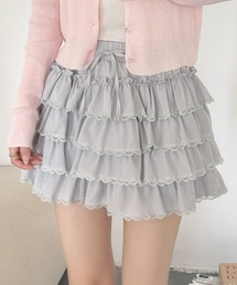 DAY CLOSET | 【ショート丈/ぺチパンツ一体型】華やかバレエコア レース×フリル。ハイウエスト ティアード スカート レディース(スカート)