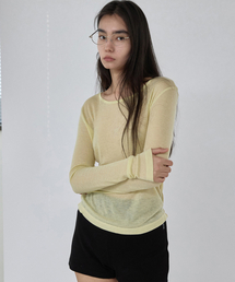 Sheer Layered Long Sleeve Tee Yellow