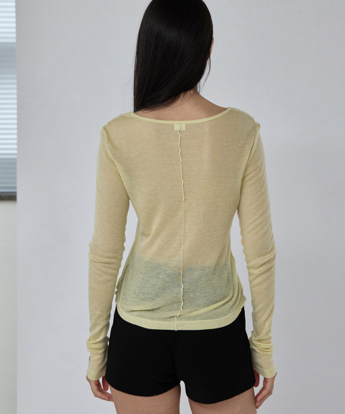 RENSE(レンセ)の「Sheer Layered Long Sleeve Tee Yellow(Tシャツ/カットソー・レディース・その他・OS)」の4枚目の写真
