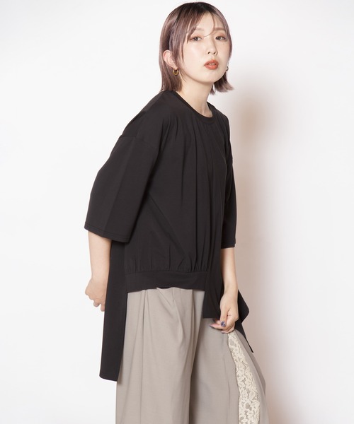 OSMOSIS(オズモーシス)の「アシンメトリーフレアーTシャツ(Tシャツ/カットソー・レディース・ブラック/グレー/ホワイト・ONE SIZE)」の13枚目の写真