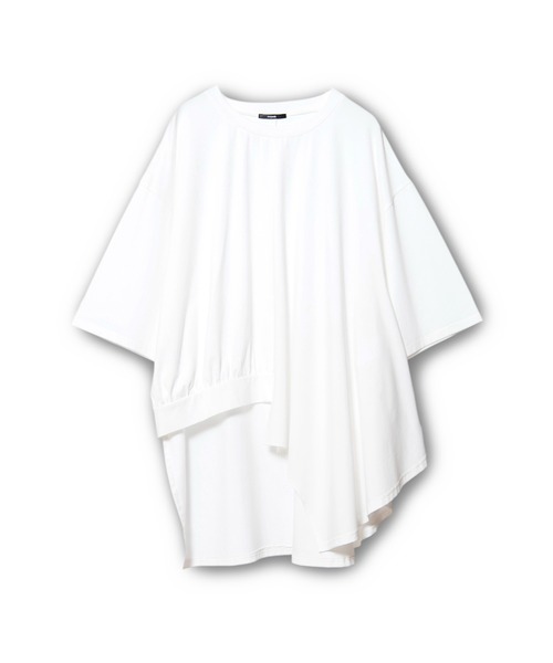 OSMOSIS(オズモーシス)の「アシンメトリーフレアーTシャツ(Tシャツ/カットソー・レディース・ブラック/グレー/ホワイト・ONE SIZE)」の7枚目の写真
