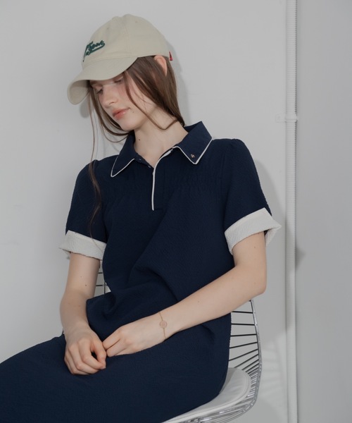 JUMELLE(ジュメロ)の「バイカラーポロワンピ(ワンピース・レディース・ベージュ/ネイビー・FREE)」の10枚目の写真