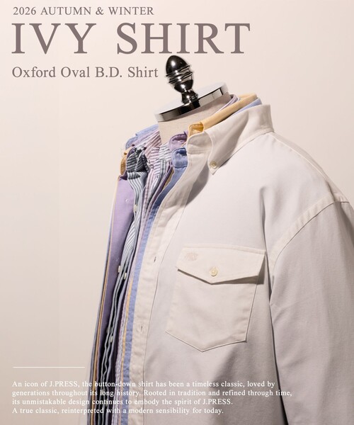 J.PRESS(ジェイプレス)の「【着るほどに深まる / 8色展開】J.PRESS MEN オックスフォード オーバルシャツ(シャツ/ブラウス・メンズ・イエロー系/ホワイト系/ワイン系1/パープル系/ホワイト系9/グリーン系1/ネイビー系1/サックスブルー系・SMALL/MEDIUM/LARGE/X-LARGE)」の9枚目の写真