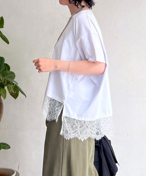 un dix cors（アンディコール）の「レースドルマンプルオーバー（Tシャツ/カットソー・レディース・ブラック/グレー/オフホワイト・FREE）」の5枚目の写真
