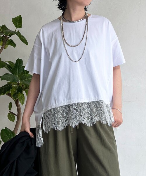 un dix cors（アンディコール）の「レースドルマンプルオーバー（Tシャツ/カットソー・レディース・ブラック/グレー/オフホワイト・FREE）」の7枚目の写真