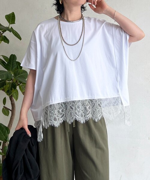 un dix cors（アンディコール）の「レースドルマンプルオーバー（Tシャツ/カットソー・レディース・ブラック/グレー/オフホワイト・FREE）」の17枚目の写真