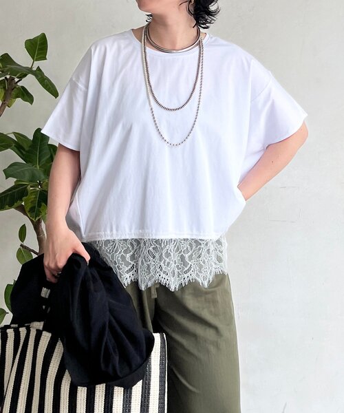 un dix cors（アンディコール）の「レースドルマンプルオーバー（Tシャツ/カットソー・レディース・ブラック/グレー/オフホワイト・FREE）」の18枚目の写真