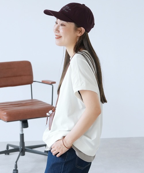 reca(レカ)の「【接触冷感】配色レイヤード風バックロゴTシャツ(Tシャツ/カットソー・レディース・オフホワイト/チャコールグレー/ネイビー・FREE)」の12枚目の写真