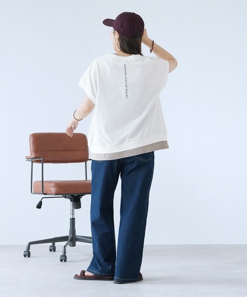reca(レカ)の「【接触冷感】配色レイヤード風バックロゴTシャツ(Tシャツ/カットソー・レディース・オフホワイト/チャコールグレー/ネイビー・FREE)」の16枚目の写真