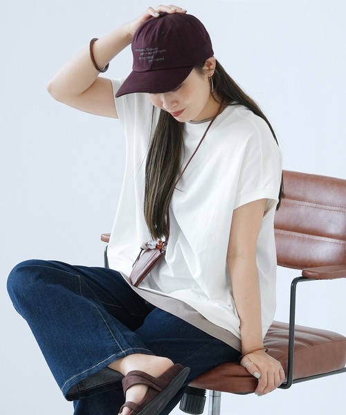 reca(レカ)の「【接触冷感】配色レイヤード風バックロゴTシャツ(Tシャツ/カットソー・レディース・オフホワイト/チャコールグレー/ネイビー・FREE)」の13枚目の写真