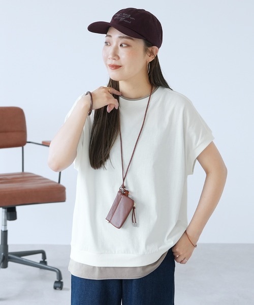reca(レカ)の「【接触冷感】配色レイヤード風バックロゴTシャツ(Tシャツ/カットソー・レディース・オフホワイト/チャコールグレー/ネイビー・FREE)」の14枚目の写真
