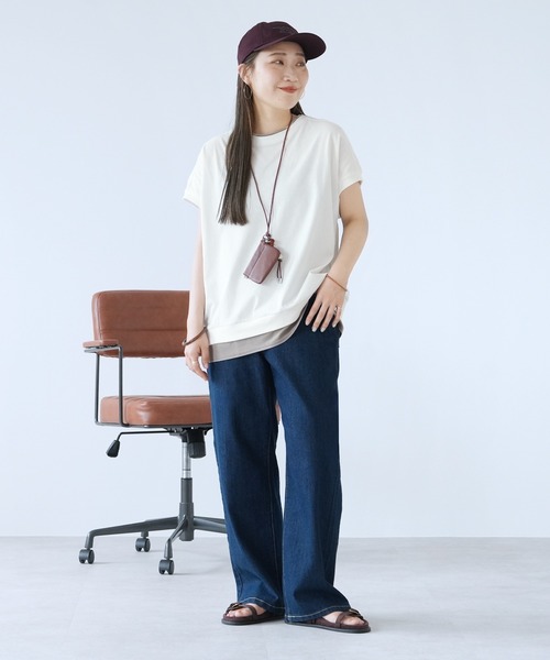 reca(レカ)の「【接触冷感】配色レイヤード風バックロゴTシャツ(Tシャツ/カットソー・レディース・オフホワイト/チャコールグレー/ネイビー・FREE)」の15枚目の写真