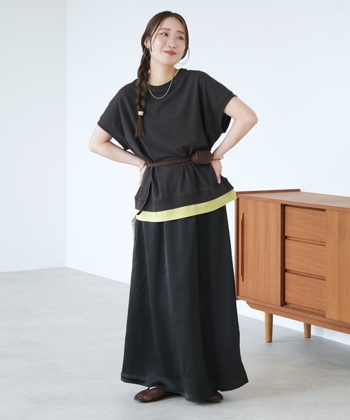 reca(レカ)の「【接触冷感】配色レイヤード風バックロゴTシャツ(Tシャツ/カットソー・レディース・オフホワイト/チャコールグレー/ネイビー・FREE)」の20枚目の写真