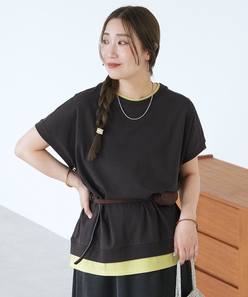 reca(レカ)の「【接触冷感】配色レイヤード風バックロゴTシャツ(Tシャツ/カットソー・レディース・オフホワイト/チャコールグレー/ネイビー・FREE)」の17枚目の写真