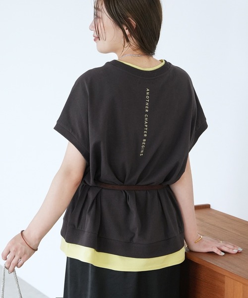 reca(レカ)の「【接触冷感】配色レイヤード風バックロゴTシャツ(Tシャツ/カットソー・レディース・オフホワイト/チャコールグレー/ネイビー・FREE)」の18枚目の写真