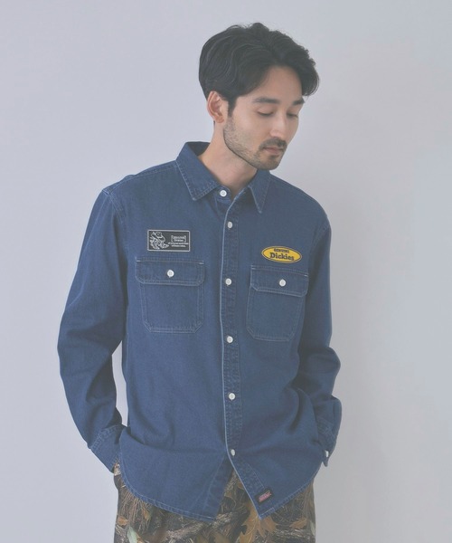 Dickies(ディッキーズ)の「【GENUINE Dickies/ジェニュインディッキーズ】ワッペンワークシャツ(シャツ/ブラウス・メンズ・ネイビー/ブルー/ホワイト系その他・L/XL/M)」の2枚目の写真
