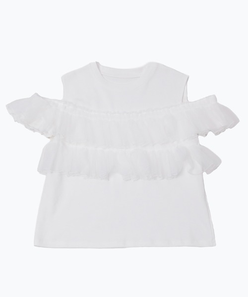 murea(ミュレア)の「2段フリルチュールオープンショルダーカットソー(Tシャツ/カットソー・レディース・ホワイト/ブラック・FREE)」の13枚目の写真