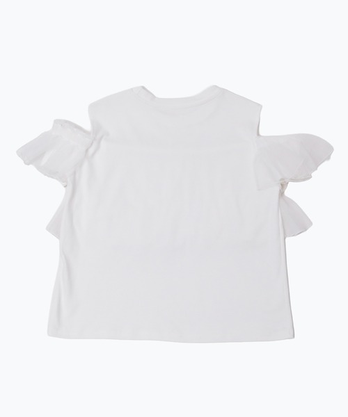 murea(ミュレア)の「2段フリルチュールオープンショルダーカットソー(Tシャツ/カットソー・レディース・ホワイト/ブラック・FREE)」の3枚目の写真