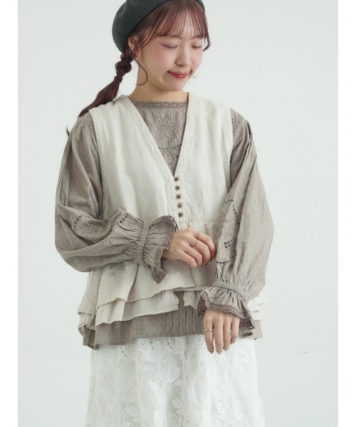 TSUHARU by Samansa Mos2(ツハルバイサマンサモスモス)の「【tukuroi】コットンジャカード製品染めベスト《WEB限定》(ベスト・レディース・キナリ/ピンク/グレー/モカ/ネイビー/ブラック/ダークブラウン・F)」の21枚目の写真