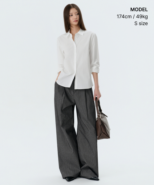 MUSINSA STANDARD WOMAN（ムシンサスタンダードウーマン）の「ウィメンズレギュラーロ washedポプリンシャツ[ホワイト]（シャツ/ブラウス・レディース・その他・LARGE/MEDIUM/SMALL/X-SMALL）」の6枚目の写真