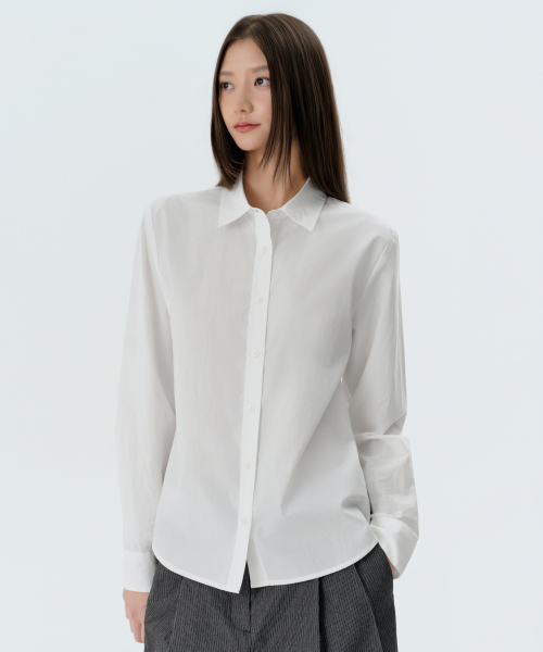 MUSINSA STANDARD WOMAN（ムシンサスタンダードウーマン）の「ウィメンズレギュラーロ washedポプリンシャツ[ホワイト]（シャツ/ブラウス・レディース・その他・LARGE/MEDIUM/SMALL/X-SMALL）」の5枚目の写真
