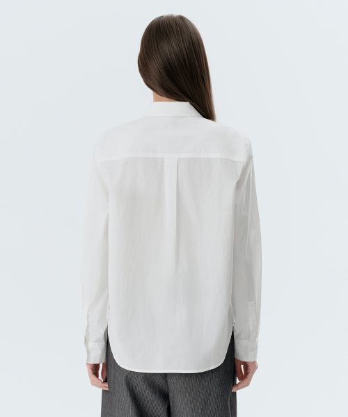 MUSINSA STANDARD WOMAN（ムシンサスタンダードウーマン）の「ウィメンズレギュラーロ washedポプリンシャツ[ホワイト]（シャツ/ブラウス・レディース・その他・LARGE/MEDIUM/SMALL/X-SMALL）」の4枚目の写真