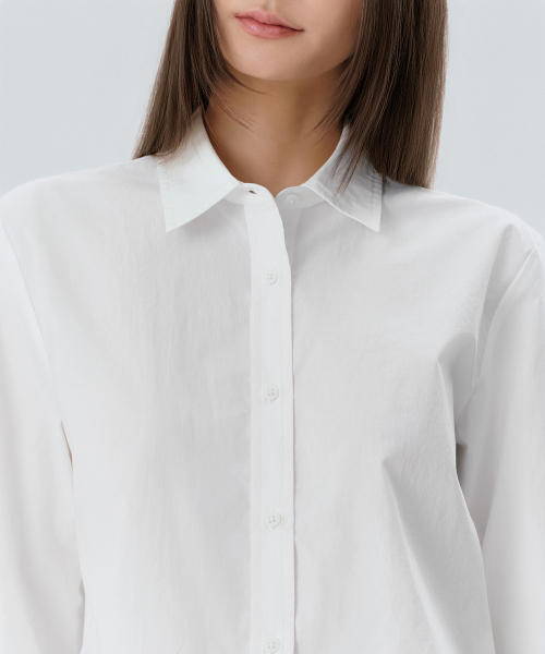 MUSINSA STANDARD WOMAN（ムシンサスタンダードウーマン）の「ウィメンズレギュラーロ washedポプリンシャツ[ホワイト]（シャツ/ブラウス・レディース・その他・LARGE/MEDIUM/SMALL/X-SMALL）」の3枚目の写真