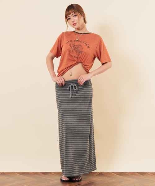 anap mimpi(アナップミンピ)の「ボーダーロングスカート(スカート・レディース・グレー/ブルー・F)」の19枚目の写真