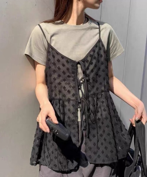 Vipoa(ヴィポア)の「Jacquard camisole bustier(キャミソール・レディース・ホワイト/ブラック・FREE)」の2枚目の写真