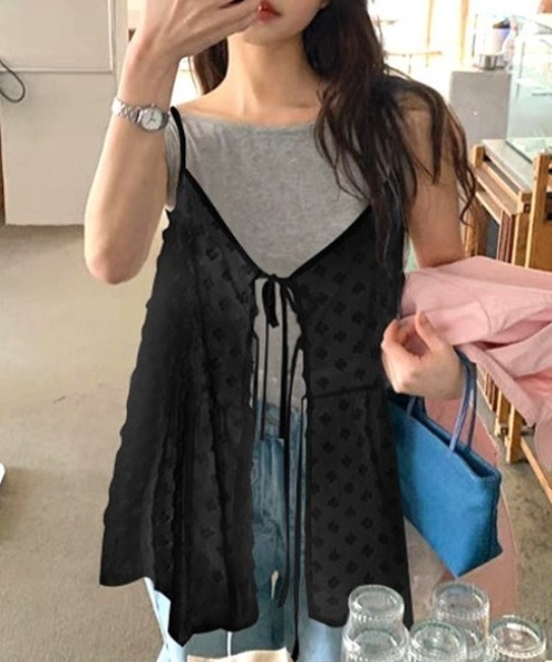 Vipoa(ヴィポア)の「Jacquard camisole bustier(キャミソール・レディース・ホワイト/ブラック・FREE)」の3枚目の写真