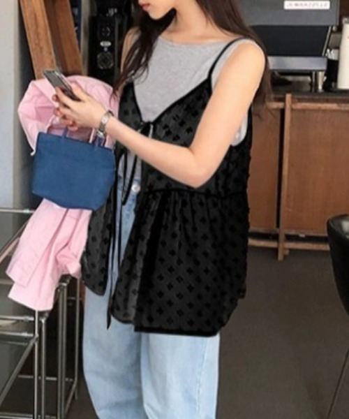 Vipoa(ヴィポア)の「Jacquard camisole bustier(キャミソール・レディース・ホワイト/ブラック・FREE)」の9枚目の写真