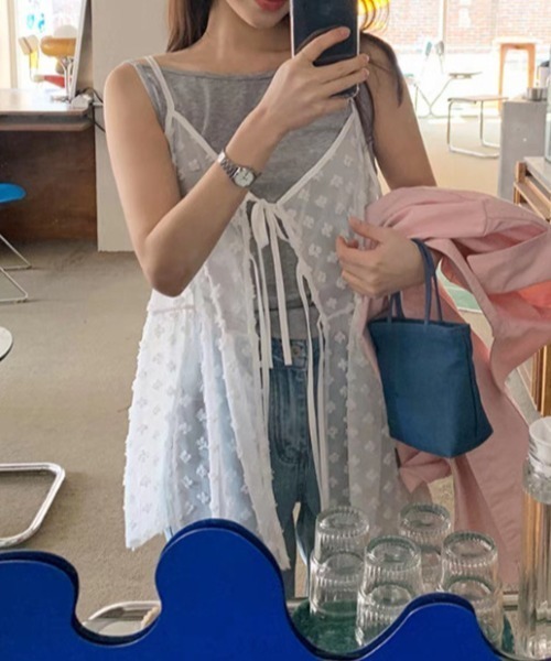 Vipoa(ヴィポア)の「Jacquard camisole bustier(キャミソール・レディース・ホワイト/ブラック・FREE)」の10枚目の写真