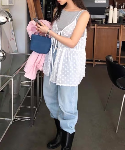 Vipoa(ヴィポア)の「Jacquard camisole bustier(キャミソール・レディース・ホワイト/ブラック・FREE)」の13枚目の写真