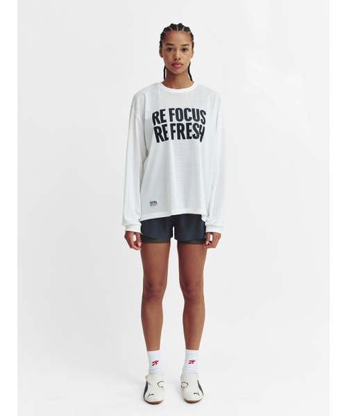 MENASOO（ミナス）の「Refocus Mesh Round Neck T Shirt_White（Tシャツ/カットソー・レディース・ホワイト・FREE/2）」の2枚目の写真